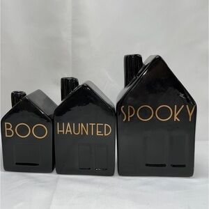 Halloween Black House Bud Vase Set Spooky